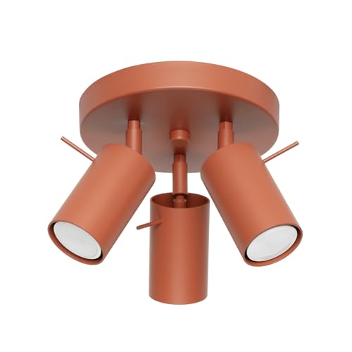 SOLLUX lighting Deckenlampe Deckenleuchte Deckenstrahler Einstellbar Stahl 3 Flammig 19,5 x 19,5 x 18,5 cm Ockerrot Ring von SOLLUX lighting