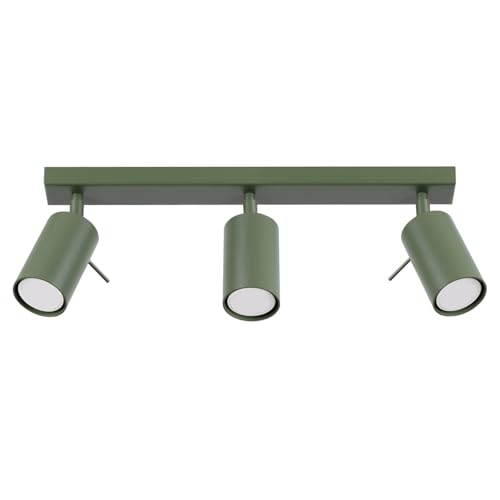 SOLLUX lighting Deckenlampe Deckenleuchte Deckenstrahler Einstellbar Stahl 3 Flammig 45 x 6 x 17 cm Olivgrün Ring von SOLLUX lighting
