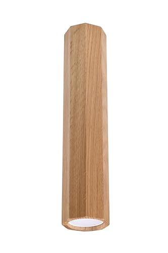 SOLLUX lighting Deckenlampe Holz Eiche Farbe achteckig Design minimalistisch modern für Schlafzimmer Wohnzimmer skandinavischer Stil GU10 A++-E 6/6/30cm 1x Leuchtmittel Zeke 30 von SOLLUX lighting