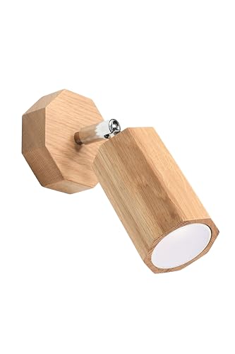 SOLLUX lighting Deckenlampe Holz Eiche Farbe achteckig Design minimalistisch modern für Schlafzimmer Wohnzimmer skandinavischer Stil GU10 A++-E 8/19,5/17,5 cm 1x Leuchtmittel Zeke von SOLLUX lighting