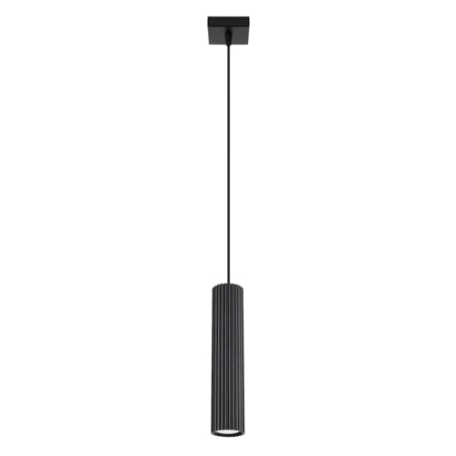SOLLUX lighting Hängelampe Pendelleuchte Hängeleuchte Deckenlampe Lampe Decke Aluminium 1 Flammig 8 x 8 x 118 cm Karbon Schwarz von SOLLUX lighting