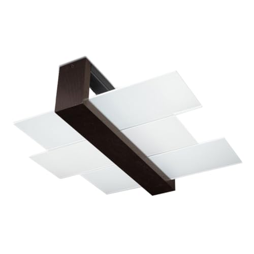 SOLLUX lighting LIGHTING Feniks 2 Deckenleuchte Stilvolle Kombination aus Holzgehäuse und Glasschirm Austauschbares E27-Leuchtmittel, 2 x 60 W Wenge, 43 x 43 x 12 cm von SOLLUX lighting