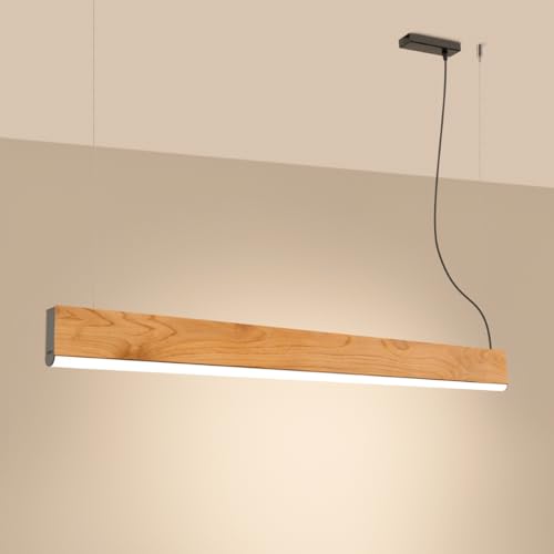 SOLLUX lighting - Hängelampe - Pendellampe LYKKE - Pendelleuchte - Hängelleuchte - Niedriger Energieverbrauch - 3000K, 29W, 2914lm, CRI93 - Eiche - 120x3,5x150cm von SOLLUX lighting