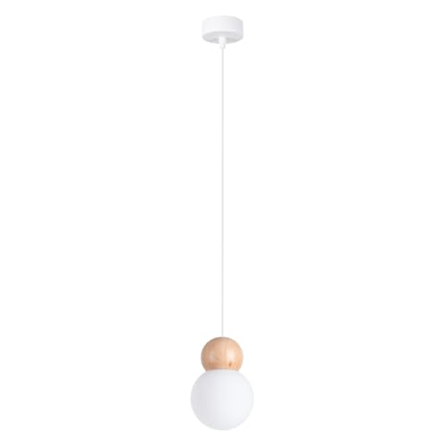 SOLLUX lighting - Hängelampe LED - Pendellampe PEKKA - Pendelleuchte - Hängelleuchte LED - Niedriger Energieverbrauch - G9, 1x max 8W LED, ~230V, 50Hz, IP20 - Weiß/Naturholz - 11x11x124cm von SOLLUX lighting