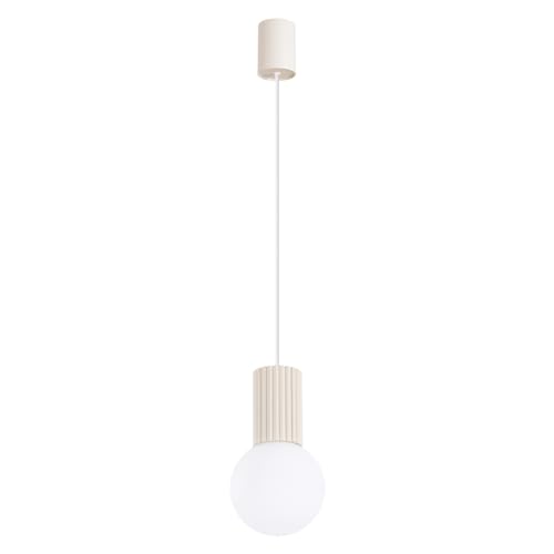 SOLLUX lighting Hängelampe Pendelleuchte Hängeleuchte - Deckenlampe Aluminium Glas -1 Flammig - LED Lampe Glühbirne - Beige Halo von SOLLUX lighting