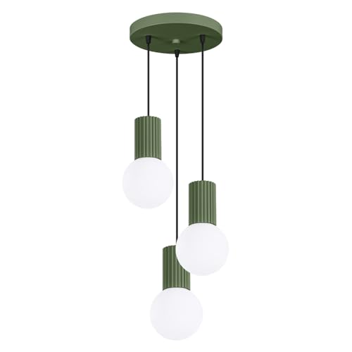 SOLLUX lighting Hängelampe Pendelleuchte Hängeleuchte - Deckenlampe Aluminium Glas -3 Flammig - LED Lampe Glühbirne - Olivgrün Halo SOLLUX lighting Hängelampe Pendelleuchte Hängeleuchte - Deckenlampe Aluminium Glas -3 Flammig - LED Lampe Glühbirne - Olivgrün Halo von SOLLUX lighting