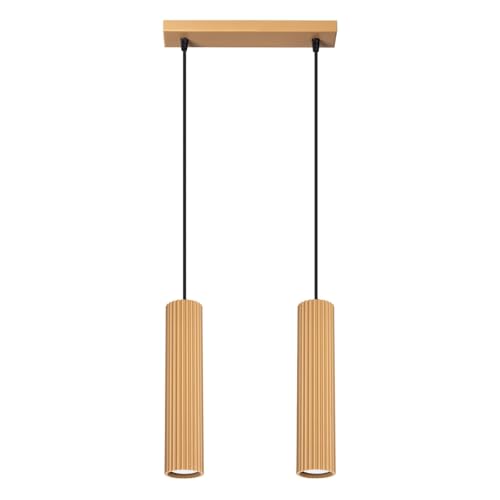 SOLLUX lighting Hängelampe Pendelleuchte Hängeleuchte Deckenlampe Lampe Decke Aluminium 2 Flammig 30 x 6,5 x 16,5 cm Karbon Gold von SOLLUX lighting