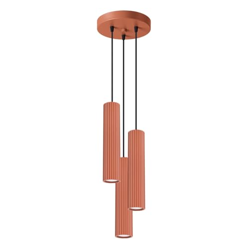 SOLLUX lighting Hängelampe Pendelleuchte Hängeleuchte Deckenlampe Lampe Decke Aluminium 3 Flammig 19,5 x 19,5 x 108 cm Karbon Ockerrot von SOLLUX lighting