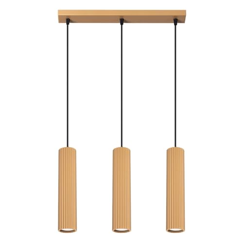 SOLLUX lighting Hängelampe Pendelleuchte Hängeleuchte Deckenlampe Lampe Decke Aluminium 3 Flammig 45 x 5,6, x 98 cm Karbon Gold von SOLLUX lighting