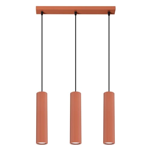 SOLLUX lighting Hängelampe Pendelleuchte Hängeleuchte Deckenlampe Lampe Decke Aluminium 3 Flammig 45 x 5,6, x 98 cm Karbon Ockerrot von SOLLUX lighting