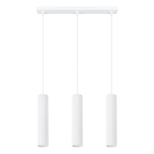 SOLLUX lighting Hängelampe Pendelleuchte Hängeleuchte Deckenlampe Lampe Decke Aluminium 3 Flammig 45 x 5,6, x 98 cm Karbon Weiß von SOLLUX lighting