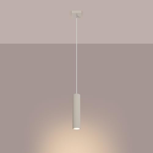 SOLLUX lighting Hängelampe Pendelleuchte Hängeleuchte Deckenlampe Lampe Decke Aluminium LED-Glühbirne 3000K warmes Weiß Licht 1 Flammig 8 x 8 x 118 cm GLOOW Beige von SOLLUX lighting