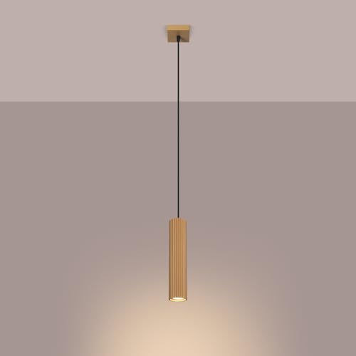 SOLLUX lighting Hängelampe Pendelleuchte Hängeleuchte Deckenlampe Lampe Decke Aluminium LED-Glühbirne 3000K warmes Weiß Licht 1 Flammig 8 x 8 x 118 cm GLOOW Gold von SOLLUX lighting