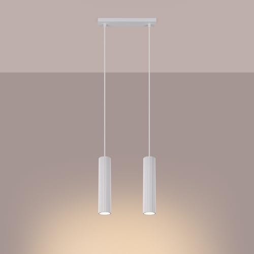 SOLLUX lighting Hängelampe Pendelleuchte Hängeleuchte Deckenlampe Lampe Decke Aluminium LED-Glühbirne 3000K warmes Weiß Licht 2 Flammig 30 x 6,5 x 16,5 cm GLOOW Weiß von SOLLUX lighting
