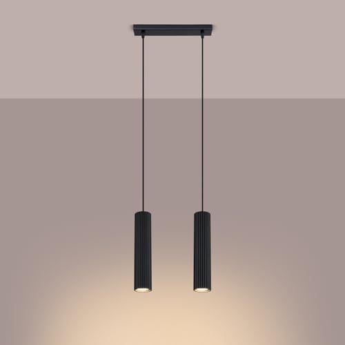 SOLLUX lighting Hängelampe Pendelleuchte Hängeleuchte Deckenlampe Lampe Decke Aluminium LED-Glühbirne 4000K kaltes Weiß Licht 2 Flammig 30 x 6,5 x 16,5 cm GLOOW Schwarz von SOLLUX lighting