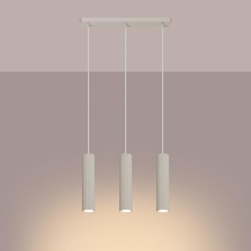 SOLLUX lighting Hängelampe Pendelleuchte Hängeleuchte Deckenlampe Lampe Decke Aluminium LED-Glühbirne 4000K kaltes Weiß Licht 3 Flammig 45 x 5,6, x 98 cm GLOOW Beige von SOLLUX lighting