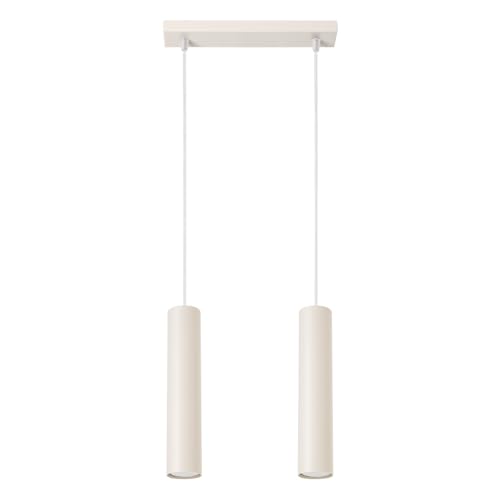 SOLLUX lighting Hängelampe Pendelleuchte Hängeleuchte Deckenlampe Lampe Decke Stahl 2 Flammig 30 x 6 x 105 cm Beige Lagos von SOLLUX lighting