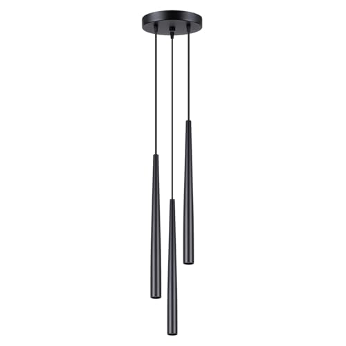 SOLLUX lighting Hängelampe Pendelleuchte Hängeleuchte Deckenlampe Lampe Decke Stahl 3 Flammig 19,5 x 19,5 x 118 cm Schwarz Bliss von SOLLUX lighting