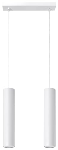 SOLLUX lighting Hängelampe Pendelleuchte Hängeleuchte - Deckenlampe Stahl - 2 Flammig - LED Lampe Glühbirne - Weiß Lagos von SOLLUX lighting