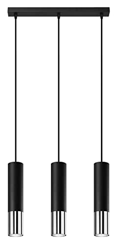 SOLLUX lighting Hängelampe Pendelleuchte Hängeleuchte - Deckenlampe Stahl - 3 Flammig - LED Lampe Glühbirne - Schwarz Chrom Loopez SOLLUX lighting Hängelampe Pendelleuchte Hängeleuchte - Deckenlampe Stahl - 3 Flammig - LED Lampe Glühbirne - Schwarz Chrom Loopez von SOLLUX lighting