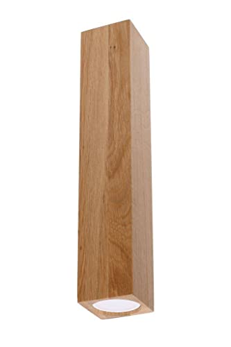 SOLLUX lighting Keke LED Deckenleuchte aus Holz 1 Flamme - Wohnzimmer Lampe Schlafzimmer Leuchte Esszimmer - Lampe für Flur aus Eichenholz ‎6 x 6 x 30 cm von SOLLUX lighting