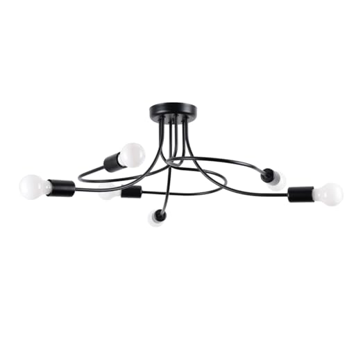 SOLLUX lighting - Kronleuchter - Hängelampe LED - Pendellampe LEVAR - Pendelleuchte - Hängelleuchte LED - Niedriger Energieverbrauch - E27, 6x max 15 W LED, ~230V, 50Hz, IP20 - Schwarz - 69x66x29cm von SOLLUX lighting