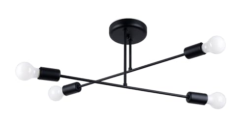 SOLLUX lighting - Kronleuchter - Hängelampe LED - Pendellampe NORAH - Pendelleuchte - Hängelleuchte LED - E27, 4x max 15W LED, ~230V, 50Hz, IP20 - Schwarz - 60x43x27cm von SOLLUX lighting