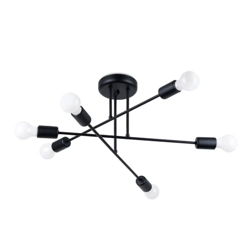 SOLLUX lighting - Kronleuchter - Hängelampe LED - Pendellampe NORAH - Pendelleuchte - Hängelleuchte LED - E27, 6x max 15W LED, ~230V, 50Hz, IP20 - Schwarz - 65x65x29cm von SOLLUX lighting