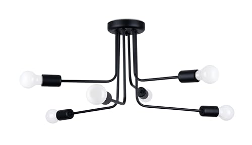 SOLLUX lighting - Kronleuchter - Hängelampe LED - Pendellampe NORAH - Pendelleuchte - Hängelleuchte LED - E27, 6x max 15W LED, ~230V, 50Hz, IP20 - Schwarz - 68x68x33cm von SOLLUX lighting