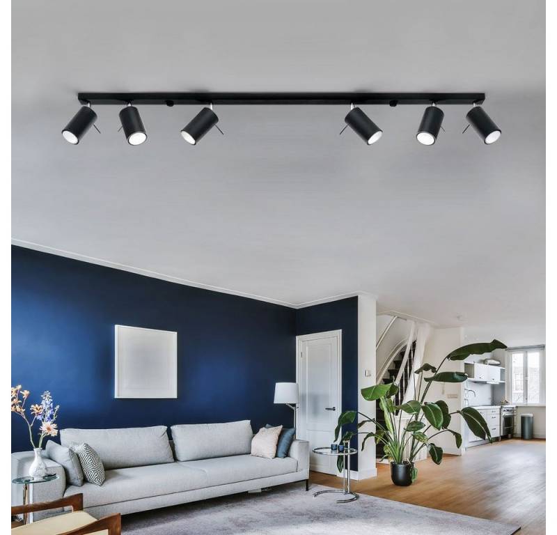 SOLLUX lighting LED Deckenspot, Leuchtmittel nicht inklusive, Deckenleuchte Deckenlampe Stahl Schwarz schwenkbare Spots L 120 cm von SOLLUX lighting