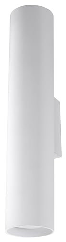 SOLLUX Hängelampe Lagos 2 Wandleuchte - Zylindrische Wandlampe für Wohnzimmer, Esstisch, Flur - Weißer Pulverbeschichteter Stahl 6 x 8 x 30 cm von SOLLUX lighting