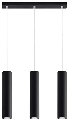 Sollux Lighting LIGHTING Lagos 3L Pendelleuchte Modernes Design Mit Zylindrischem Schirm Im Industriestil Austauschbares GU10-Leuchtmittel, 3 x 40 W Pulverbeschichteter Stahl, Schwarz, 45 x 6 x 90 cm von SOLLUX lighting