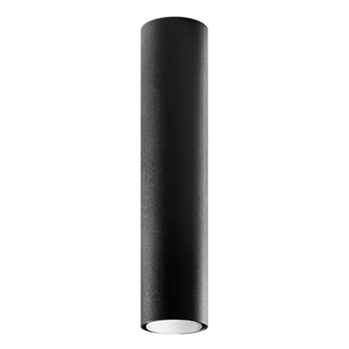 SOLLUX lighting Lagos 40 Deckenleuchte Zylinder Form - Deckenleuchte Wohnnzimmer Esszimmer Lampe - Leuchte Küche und Flur aus Pulverbeschichtetem Stahl Schwarz 6 x 6 x 40 cm von SOLLUX lighting