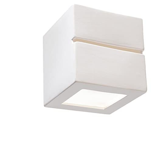 SOLLUX lighting Leo Line Wandleuchte Innen aus Keramik – Wandbeleuchtung für Wohnzimmer und Esszimmer – Flurlampe in Weiß, 14 x 14 x 14 cm von SOLLUX lighting