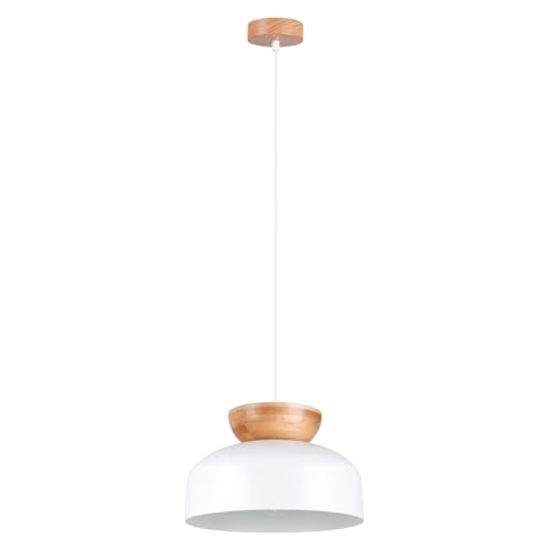 SOLLUX lighting - Marion Pendelleuchte - Hängeleuchte - Stilvolle Pendellampe - Lange Lebensdauer - Attraktives Design - Material Stahl - E27, 1x max 15W LED, ~230V, 50Hz - Weiß/Naturholz von SOLLUX lighting