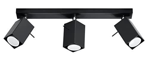 SOLLUX lighting Merida 3 Plafond Minimalistische Deckenleuchte Beweglicher Schirmhalter Austauschbares GU10-Leuchtmittel 3 x 40 W 3 x 12 W LED Pulverbeschichteter Stahl Schwarz 45 x 6 x 16 cm von SOLLUX lighting