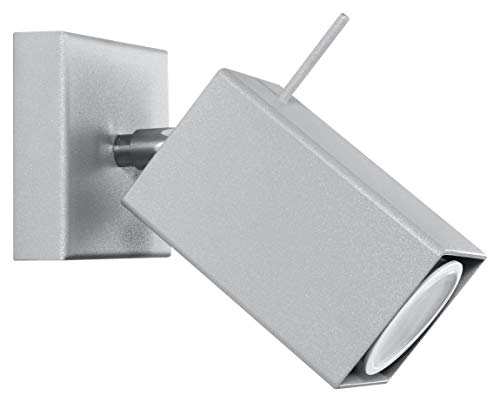 SOLLUX lighting Merida Wandleuchte Minimalistische Wandleuchte Beweglicher Schirmhalter Austauschbares GU10 Leuchtmittel 1 x 40 W 1 x 12 LED Pulverbeschichteter Stahl Grau 8 x 16 x 8 cm von SOLLUX lighting