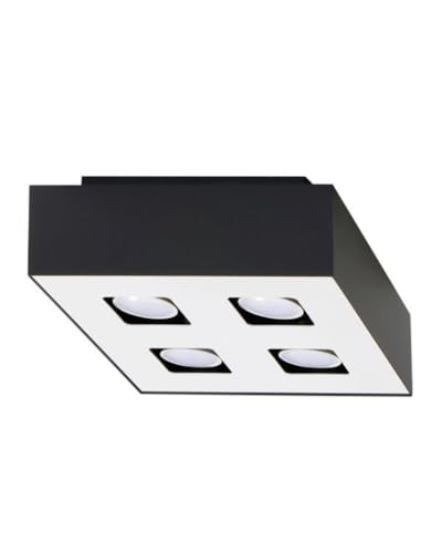 SOLLUX lighting Mono 4 Deckenleuchte Modernes minimalistisches Design für Wohnzimmer Schlafzimmer Angetrieben durch austauschbare GU10-Glühbirnen 4 x 40 W aus Stahl 24 x 24 x 11 cm Schwarz von SOLLUX lighting