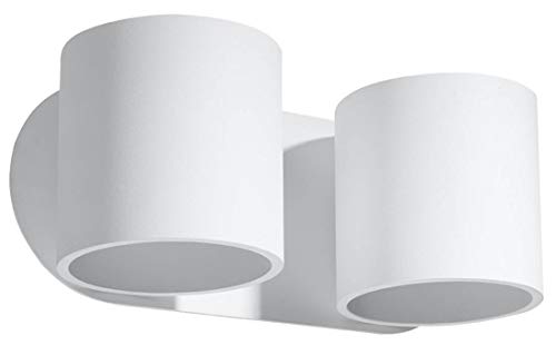 SOLLUX lighting Orbis Downlight Wandleuchte | Modernes Design mit zylindrischen Formen | Aus Aluminium mit 2 austauschbaren G9-Glühbirnen | Weiß, 26 x 12 x 10 cm von SOLLUX lighting