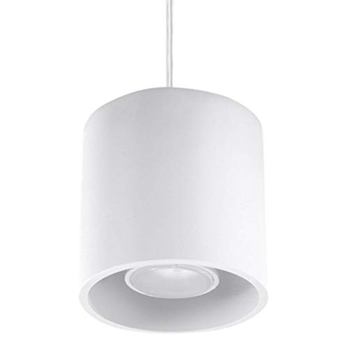 SOLLUX lighting Orbis Pendelleuchte | Modernes Design mit zylindrischem Schirm | Aus Aluminium, mit austauschbarer GU10-Glühbirne | Weiß, 10 x 10 x 110 cm von SOLLUX lighting