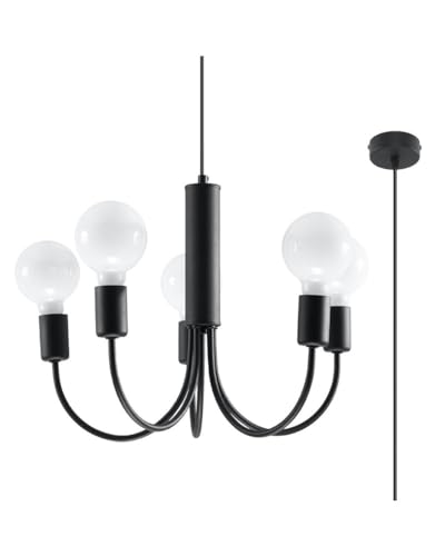 SOLLUX lighting Pendelleuchte PICCOLO 5 schwarz L: 0, B: 46, H: 120, Fassung E27, dimmbar von SOLLUX lighting