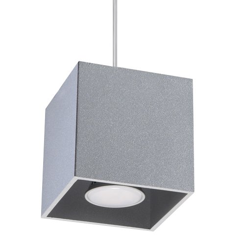 SOLLUX lighting Quad 1 Pendelleuchte mit Rechteckigem Schirm - Deckenleuchte Wohnnzimmer Pendelleuchte Esszimmer Lampe - Leuchte Küche aus Aluminium in Grau 10 x 10 x 110 cm von SOLLUX lighting