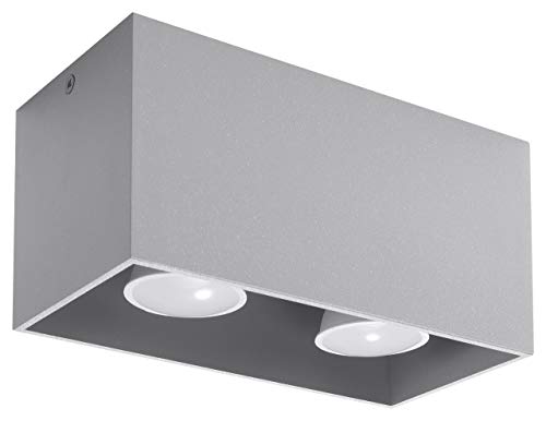 SOLLUX lighting Quad Maxi Deckenleuchte | Modernes Design mit rechteckigem Bildschirm | Aus Aluminium mit austauschbarem GU10-Leuchtmittel, 2 x 40 W | Grau, 20 x 10 x 10 cm SOLLUX lighting Quad Maxi Deckenleuchte | Modernes Design mit rechteckigem Bildschirm | Aus Aluminium mit austauschbarem GU10-Leuchtmittel, 2 x 40 W | Grau, 20 x 10 x 10 cm von SOLLUX lighting