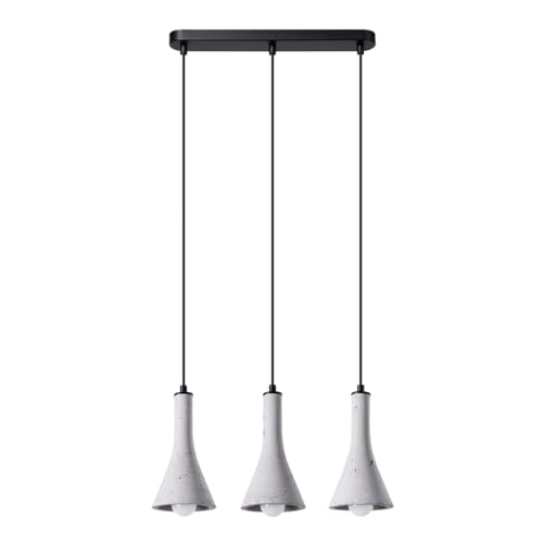 SOLLUX lighting REA 3L Beton Pendelleuchte - Leuchte mit 3 E14 Lichtquellen - Glühbirnen nicht enthalten - Moderne Hängeleuchte für das Wohnzimmer - Scandi-Lampen - 46x12x110cm von SOLLUX lighting