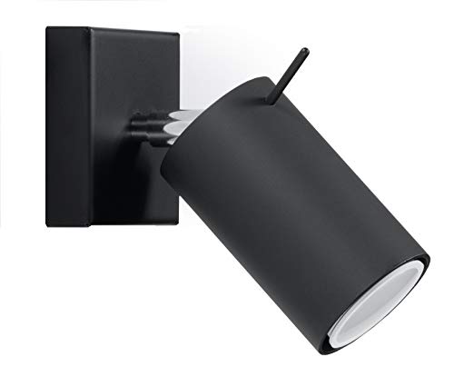 Sollux Lighting Ring Wandleuchte mit 1 Strahler - Lampe für Wohnzimmer und Esszimmer mit Verstellbarem Arm und Lichtrichtung - Leuchte für Flur 1 x 40 W - Stahl in Schwarz 8 x 16 x 8 cm von SOLLUX lighting