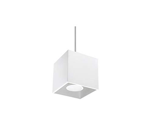 SOLLUX lighting Quad 1 Pendelleuchte mit Rechteckigem Schirm - Deckenleuchte Wohnnzimmer Pendelleuchte Esszimmer Lampe - Leuchte Küche aus Aluminium in Weiß 10 x 10 x 110 cm von SOLLUX lighting