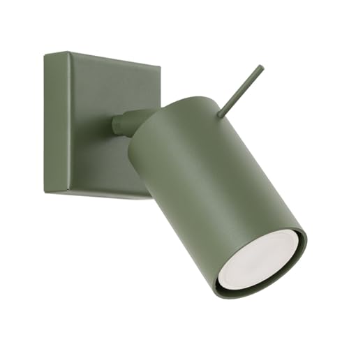 SOLLUX lighting Wandleuchte Innen Wandlampe Einstellbar Stahl 1 Flammig 8 x 16 x 16 cm Olivgrün Ring von SOLLUX lighting