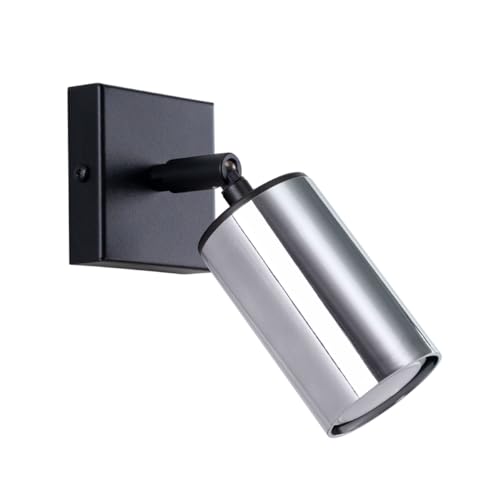 SOLLUX lighting - Winx Wandleuchte - Wandleuchten - Dekorative Lampe - LED Lampe - Geringer Energieverbrauch - GU10, 1x max 10W LED, ~230V, 50Hz - Schwarz/Chrom - 8x8x18,5cm von SOLLUX lighting