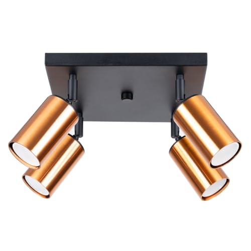 SOLLUX lighting - Winx Wandleuchte - Wandleuchten Plafond - Dekorative Lampe - Geringer Energieverbrauch - 4x max 10W, ~230V, 50Hz - Schwarz/Kupfer - 25x25x19cm von SOLLUX lighting