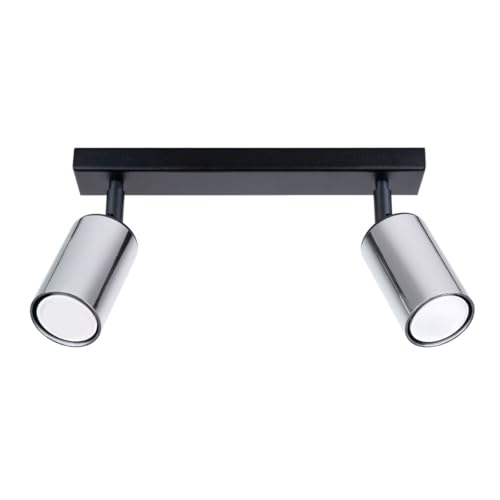 SOLLUX lighting - Winx Wandleuchte - Wandleuchten Plafond - Dekorative Lampe - LED Lampe - Geringer Energieverbrauch - GU10, 2x max 10W LED, ~230V, 50Hz - Schwarz/Chrom - 30x6x18,5cm von SOLLUX lighting